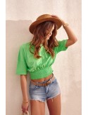 Short T-shirt with a wide cuff, green MP14546 - Online store - Boutique